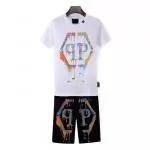 philipp plein manche courte jogging pas cher big qp rainbow logo